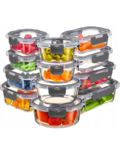 SZKLANE POJEMNIKI NA ŻYWNOŚĆ 12x SZKLANY ZESTAW POJEMNIKÓW PUDEŁKO LUNCHBOX