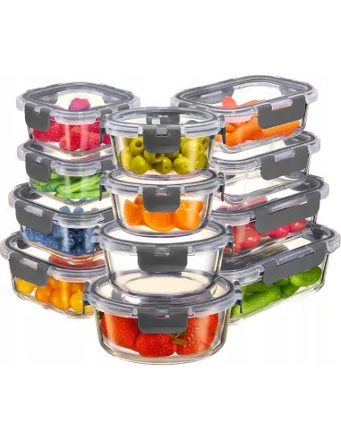 SZKLANE POJEMNIKI NA ŻYWNOŚĆ 12x SZKLANY ZESTAW POJEMNIKÓW PUDEŁKO LUNCHBOX