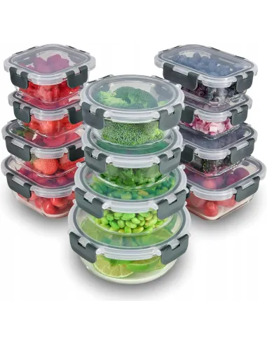 SZKLANE POJEMNIKI NA ŻYWNOŚĆ 12x SZKLANY ZESTAW POJEMNIKÓW PUDEŁKO LUNCHBOX