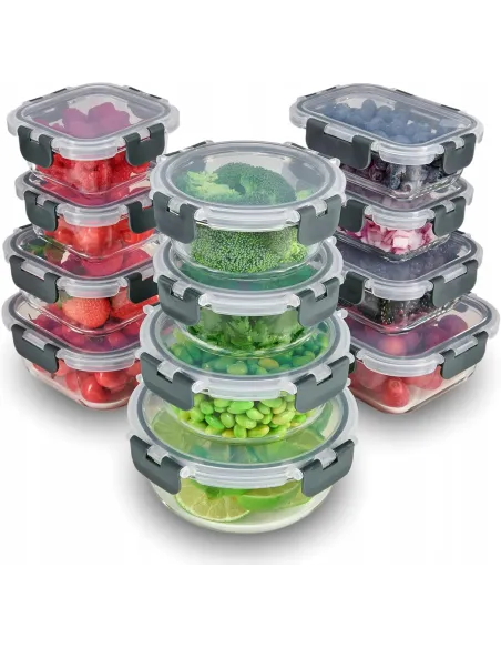 SZKLANE POJEMNIKI NA ŻYWNOŚĆ 12x SZKLANY ZESTAW POJEMNIKÓW PUDEŁKO LUNCHBOX