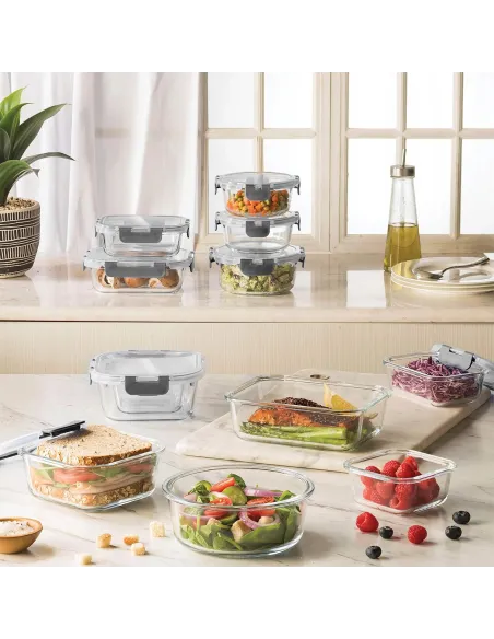 SZKLANE POJEMNIKI NA ŻYWNOŚĆ 12x SZKLANY ZESTAW POJEMNIKÓW PUDEŁKO LUNCHBOX