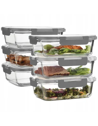 6x LUNCHBOX 1040 ml SZKLANE POJEMNIKI NA ŻYWNOŚĆ SZKLANY ZESTAW POJEMNIKÓW