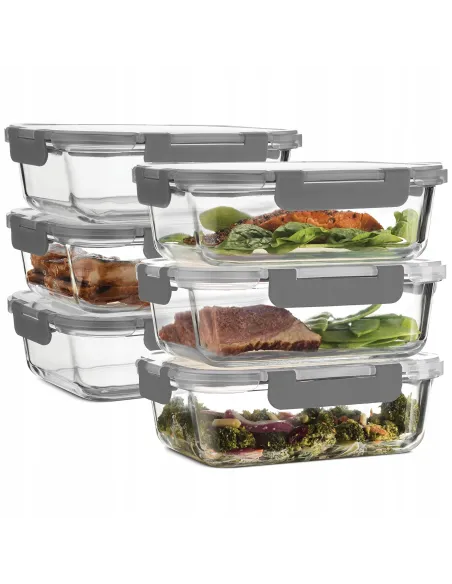 6x LUNCHBOX 1040 ml SZKLANE POJEMNIKI NA ŻYWNOŚĆ SZKLANY ZESTAW POJEMNIKÓW