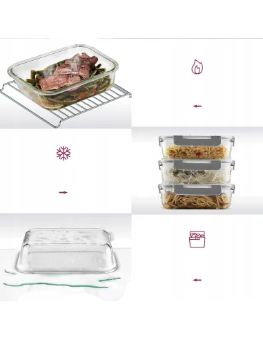 3x LUNCHBOX 1520 ml SZKLANE POJEMNIKI NA ŻYWNOŚĆ SZKLANY ZESTAW POJEMNIKÓW