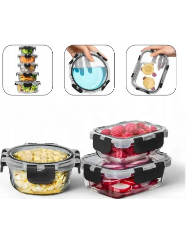 SZKLANE POJEMNIKI NA ŻYWNOŚĆ 15x SZKLANY ZESTAW POJEMNIKÓW PUDEŁKO LUNCHBOX