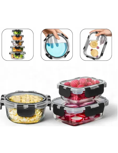 SZKLANE POJEMNIKI NA ŻYWNOŚĆ 15x SZKLANY ZESTAW POJEMNIKÓW PUDEŁKO LUNCHBOX