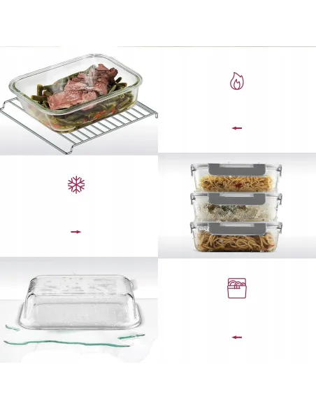 SZKLANE POJEMNIKI NA ŻYWNOŚĆ 15x SZKLANY ZESTAW POJEMNIKÓW PUDEŁKO LUNCHBOX