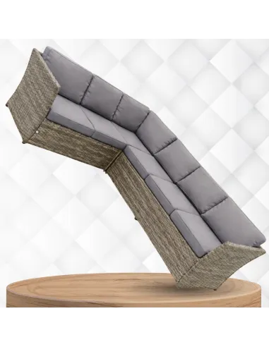 DUŻY Zestaw Mebli OGRODOWYCH Narożnik + STÓŁ + 3x PUFA TECHNORATTAN Premium