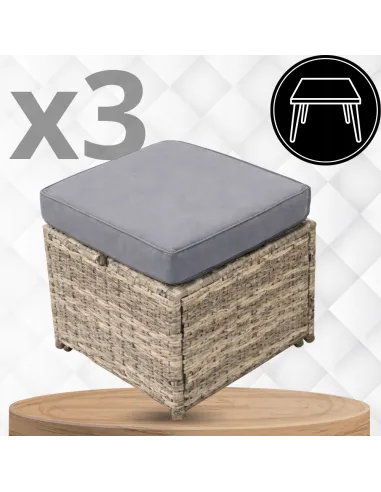 DUŻY Zestaw Mebli OGRODOWYCH Narożnik + STÓŁ + 3x PUFA TECHNORATTAN Premium
