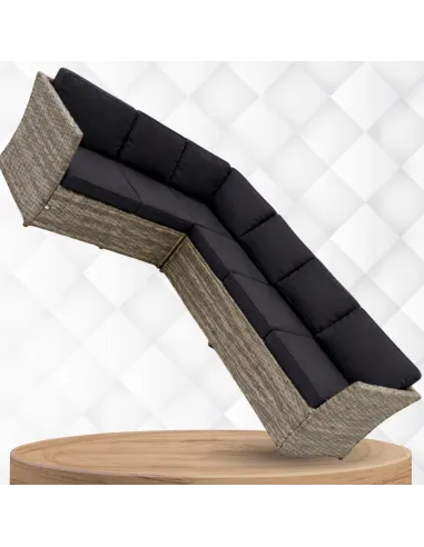 DUŻY Zestaw Mebli OGRODOWYCH Narożnik + STÓŁ + 3x PUFA TECHNORATTAN Premium