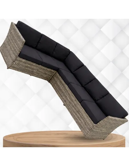DUŻY Zestaw Mebli OGRODOWYCH Narożnik + STÓŁ + 3x PUFA TECHNORATTAN Premium