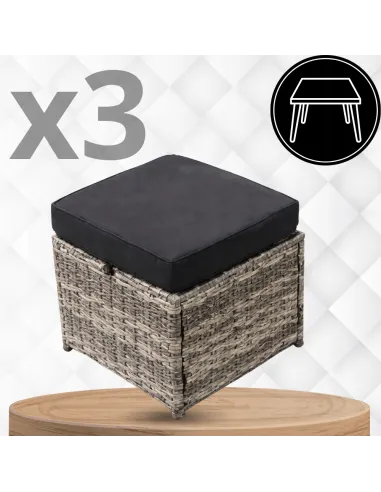 DUŻY Zestaw Mebli OGRODOWYCH Narożnik + STÓŁ + 3x PUFA TECHNORATTAN Premium