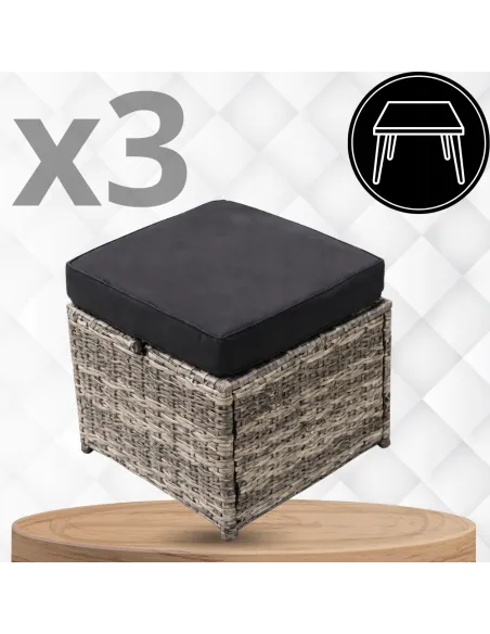 DUŻY Zestaw Mebli OGRODOWYCH Narożnik + STÓŁ + 3x PUFA TECHNORATTAN Premium