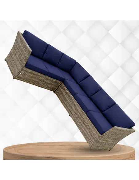 DUŻY Zestaw Mebli OGRODOWYCH Narożnik + STÓŁ + 3x PUFA TECHNORATTAN Premium