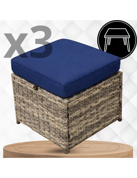 DUŻY Zestaw Mebli OGRODOWYCH Narożnik + STÓŁ + 3x PUFA TECHNORATTAN Premium