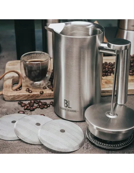 FRENCH PRESS 1L Stal Nierdzewna Podwójne Ścianki Zaparzacz do Kawy Herbaty
