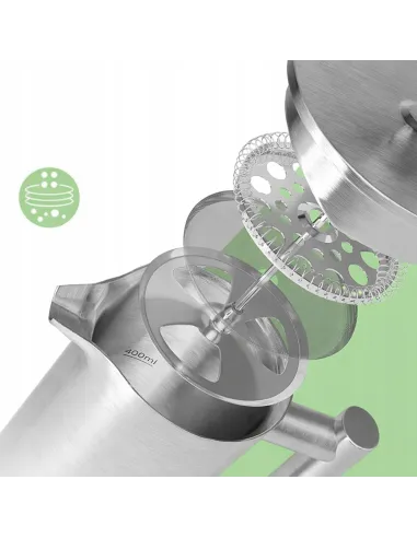 FRENCH PRESS 1L Stal Nierdzewna Podwójne Ścianki Zaparzacz do Kawy Herbaty