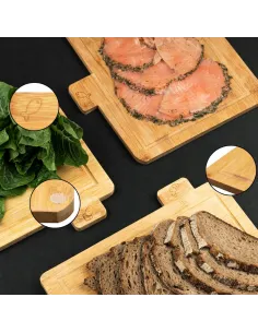 DESKA KUCHENNA BAMBUSOWA DREWNIANA DO KROJENIA ZESTAW DESEK NA STOJAKU 2
