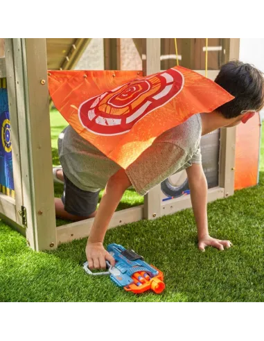 WIELKI Plac Zabaw NERF Drewniany POMOST Ścianka WSPINACZKOWA 444x168x249cm