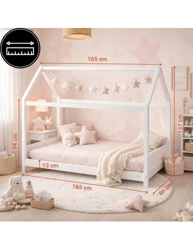 ŁÓŻKO DZIECIĘCE DREWNIANE 160x80 MONTESSORI DOMEK 80x160 + STELAŻ