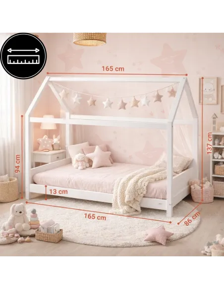 ŁÓŻKO DZIECIĘCE DREWNIANE 160x80 MONTESSORI DOMEK 80x160 + STELAŻ