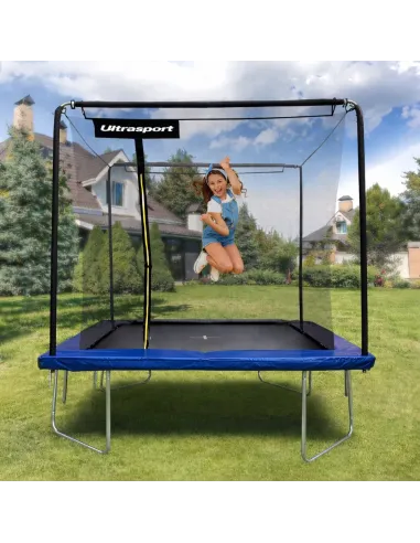 DUŻA TRAMPOLINA OGRODOWA PROSTOKĄTNA 244x366cm 8x12ft DLA DZIECI BEZPIECZNA