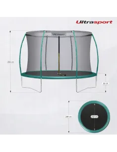 TRAMPOLINA Ogrodowa ULTRASPORT 244cm 8FT z Siatką Wewnętrzną TUV GS 2