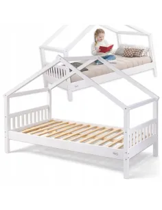 ŁÓŻKO DZIECIĘCE DREWNIANE 200x90 HELIA DOMEK 90x200 + STELAŻ + SZUFLADY 2
