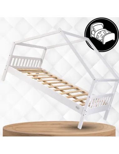 ŁÓŻKO DZIECIĘCE DREWNIANE 200x90 HELIA DOMEK 90x200 + STELAŻ + SZUFLADY