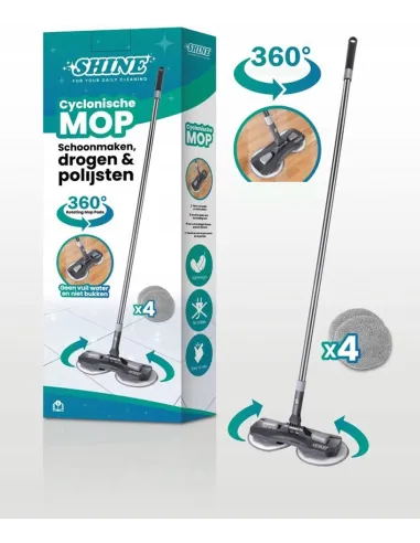MOP Cyclonic OBROTOWY Cykloniczny SHINE do Podłóg i Okien 4 Pady
