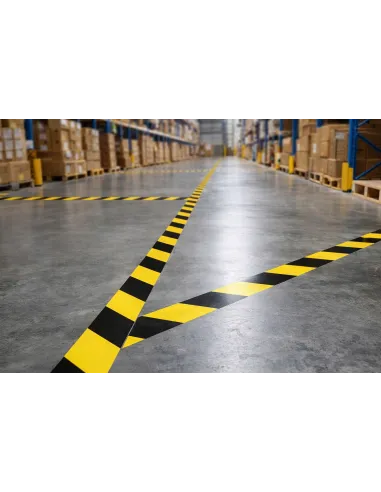 Taśma ostrzegawcza żółto czarna 5 cm x 33 m PVC samoprzylepna