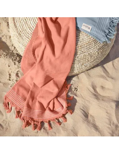 DWUSTRONNY ręcznik XXL HAMMAM Hamam 200x200cm WALRA Coral do sauny na plażę