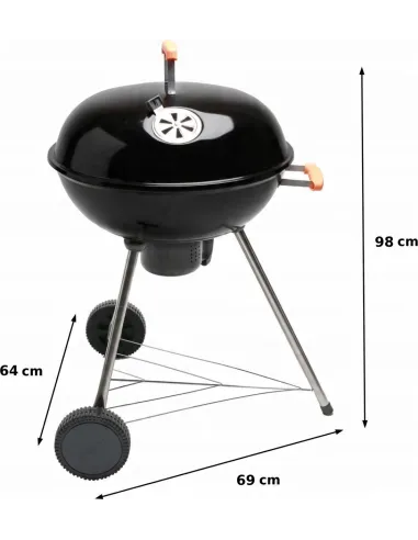 XXL GRILL Węglowy z POPIELNIKIEM na Kółkach BBQ Naterial 57cm