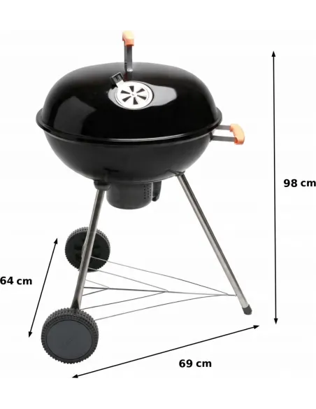 XXL GRILL Węglowy z POPIELNIKIEM na Kółkach BBQ Naterial 57cm