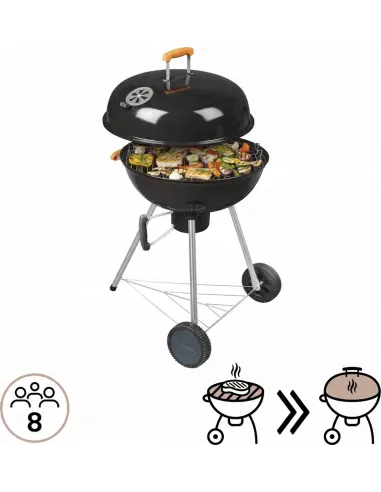 XXL GRILL Węglowy z POPIELNIKIEM na Kółkach BBQ Naterial 57cm