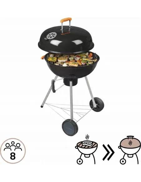 XXL GRILL Węglowy z POPIELNIKIEM na Kółkach BBQ Naterial 57cm