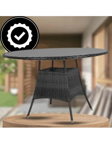 Zestaw Mebli Ogrodowych TECHNORATTAN Stół + 6 Foteli + Poduszki CZARNY 13el