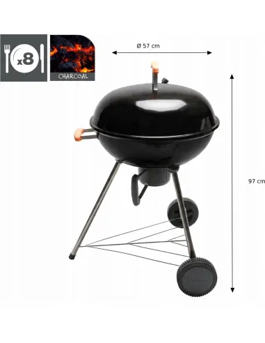 XXL GRILL Węglowy z POPIELNIKIEM na Kółkach BBQ Naterial 57cm
