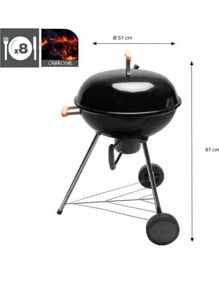 XXL GRILL Węglowy z POPIELNIKIEM na Kółkach BBQ Naterial 57cm