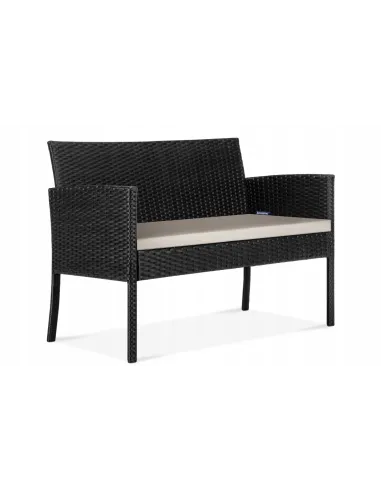 Zestaw Mebli Ogrodowych TECHNORATTAN 4el Czarny Sofa 2x Fotel Stół