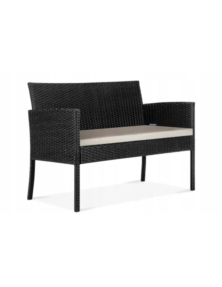 Zestaw Mebli Ogrodowych TECHNORATTAN 4el Czarny Sofa 2x Fotel Stół
