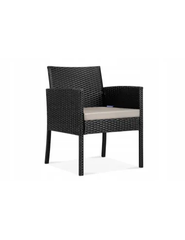 Zestaw Mebli Ogrodowych TECHNORATTAN 4el Czarny Sofa 2x Fotel Stół
