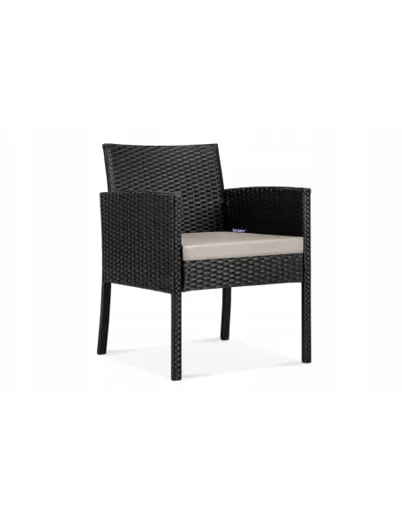 Zestaw Mebli Ogrodowych TECHNORATTAN 4el Czarny Sofa 2x Fotel Stół
