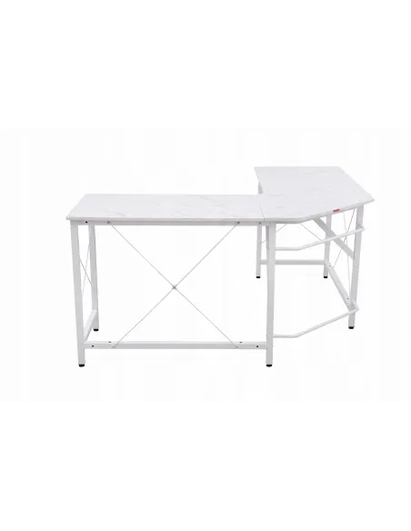 BIURKO NAROŻNE Gamingowe L-Shape Białe Marmurowe 150cm