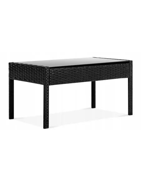 Zestaw Mebli Ogrodowych TECHNORATTAN 4el Czarny Sofa 2x Fotel Stół