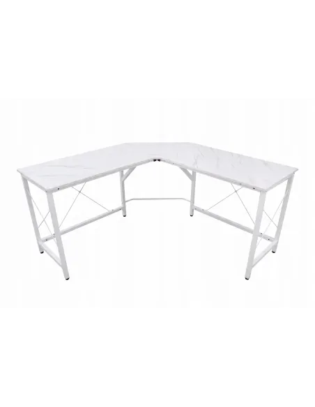 BIURKO NAROŻNE Gamingowe L-Shape Białe Marmurowe 150cm